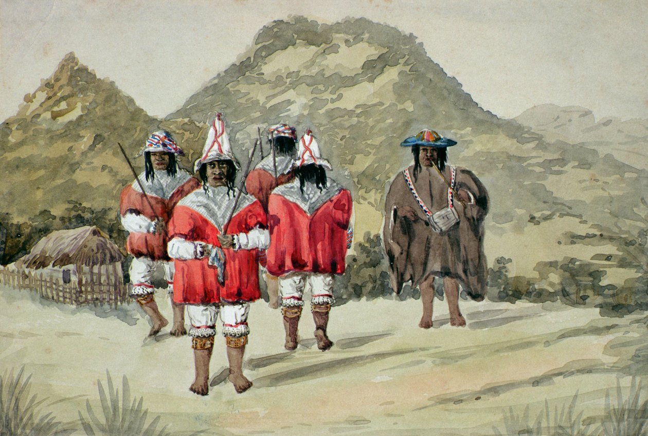 Dancing Indios, 1875 körül (wc papíron) alkotó: Alfred Gustin