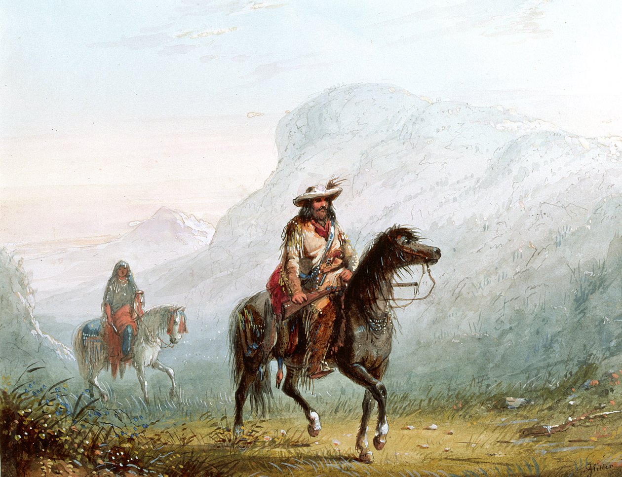 Bourgeois Walker és az ő Squaw-ja, 1837 alkotó: Alfred Jacob Miller