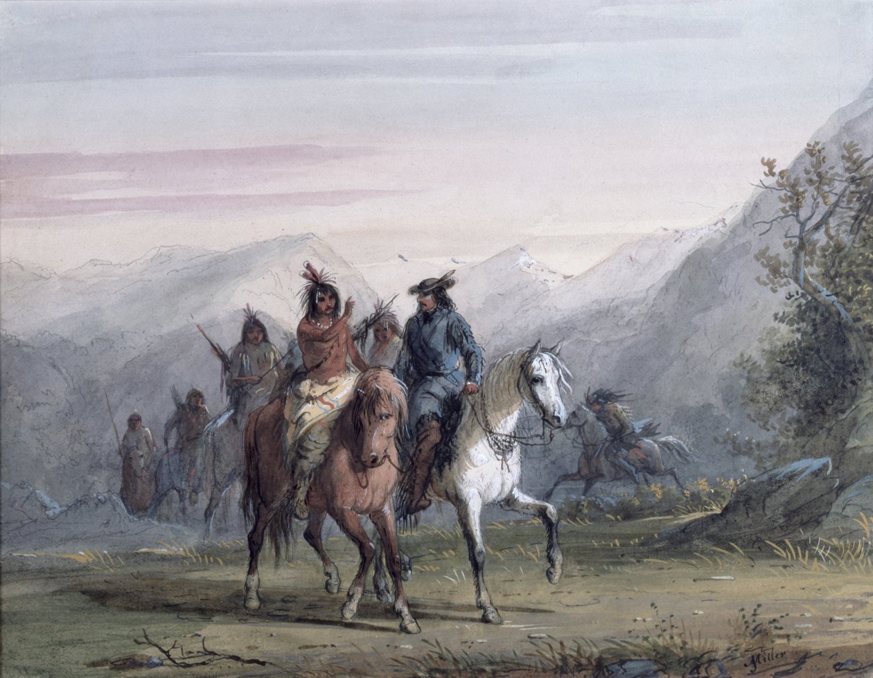 Beszélgetés jelek által, 1837 alkotó: Alfred Jacob Miller