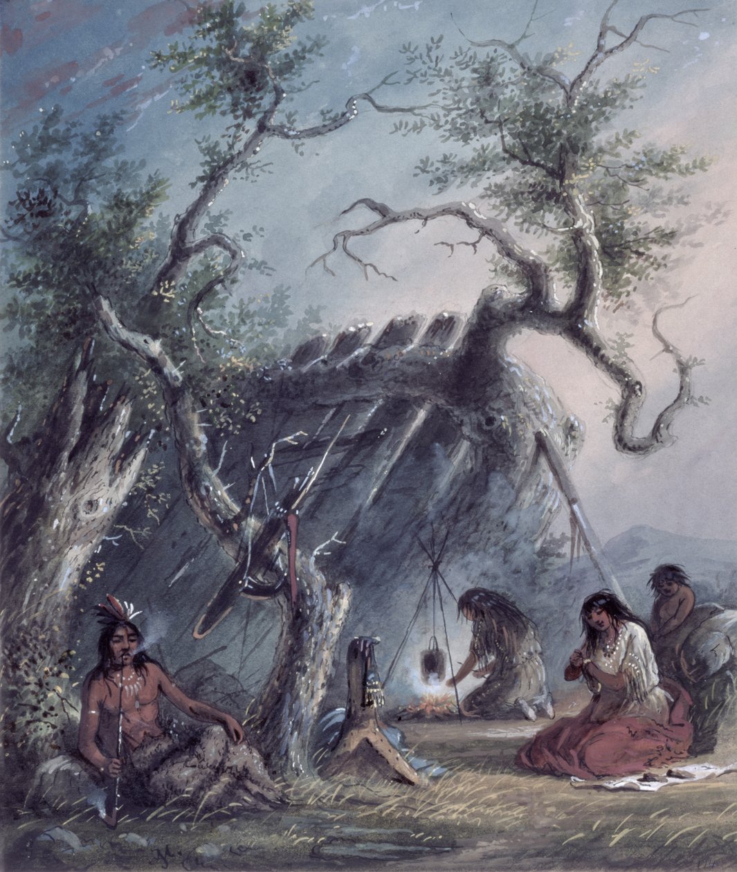 Indian Lodge, 1837 alkotó: Alfred Jacob Miller