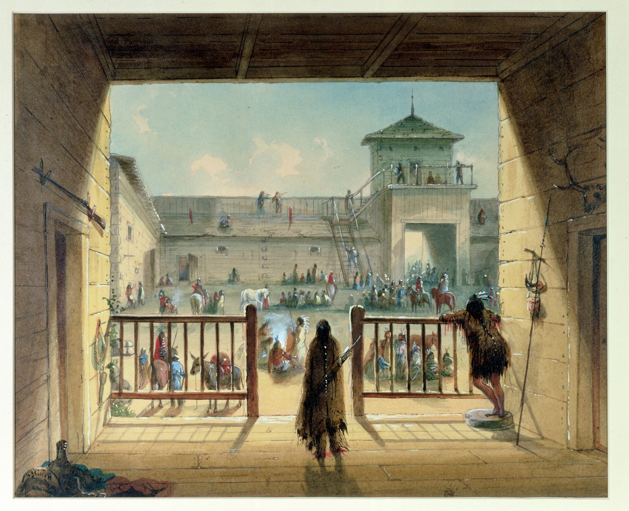 Fort Laramie belseje, 1858-60 alkotó: Alfred Jacob Miller