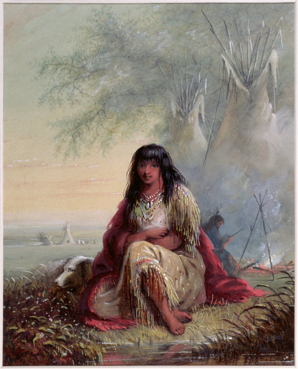sziú indián lány (wc és gouache papíron) alkotó: Alfred Jacob Miller