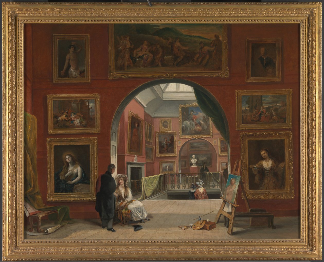 A brit intézmény régi mester kiállításának belső tere, 1832 nyara alkotó: Alfred Woolmer