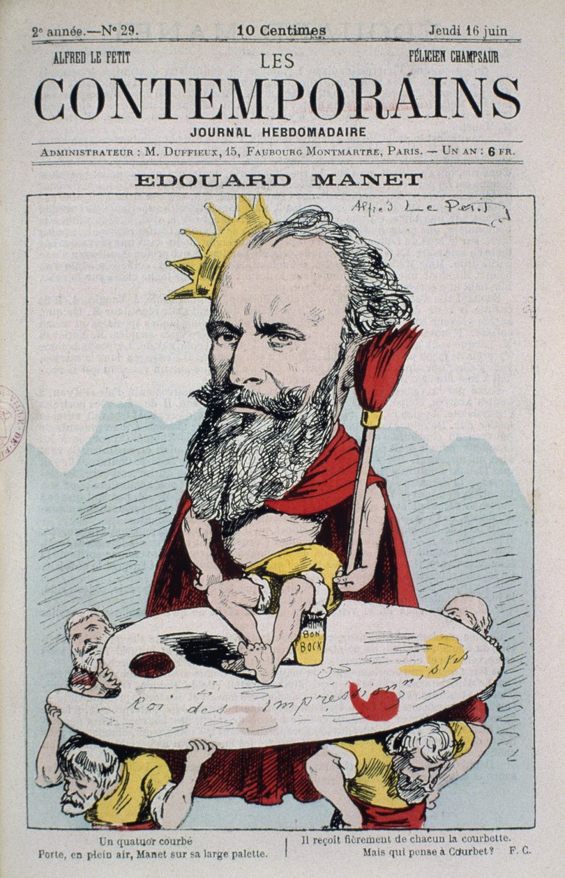 Edouard Manet, az impresszionisták királya, borítóillusztráció a „Les Contemporains”-ból, 1881. június 16. alkotó: Alfred Le Petit