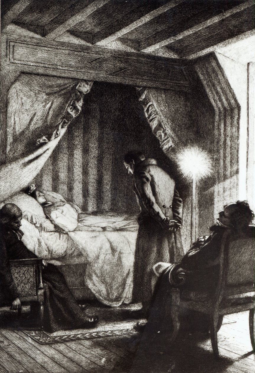 Emma Bovary halála Gustave Flaubert „Madame Bovary” című művéből, Carlo Chessa (1855-1925) metszete, 1906 alkotó: Alfred Paul Marie Richemont