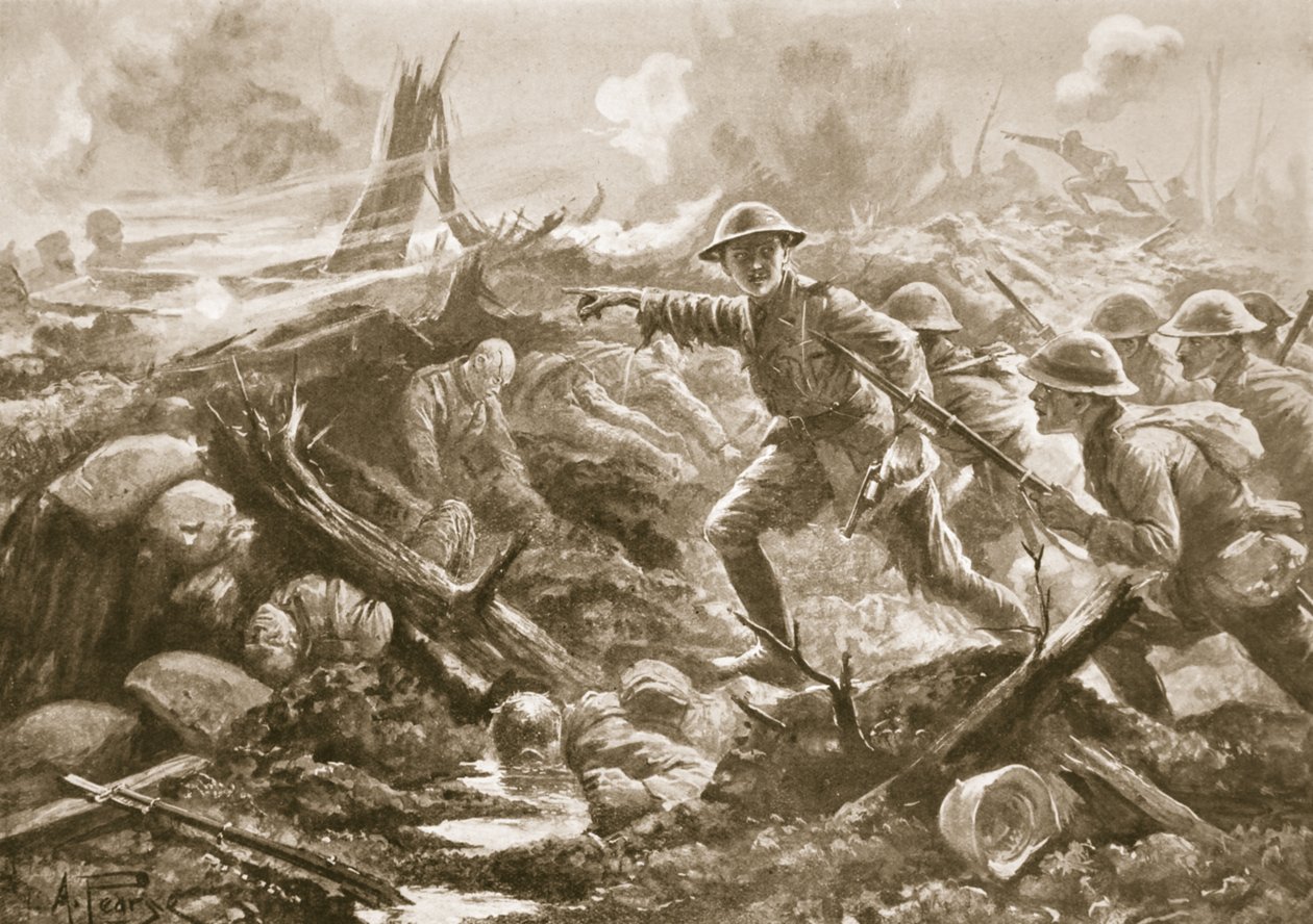 R.B. Bradford hadnagy (ideiglenes alezredes) összegyűjti egy másik zászlóalj embereit, és a saját zászlóaljával előrevezeti őket alkotó: Alfred Pearse