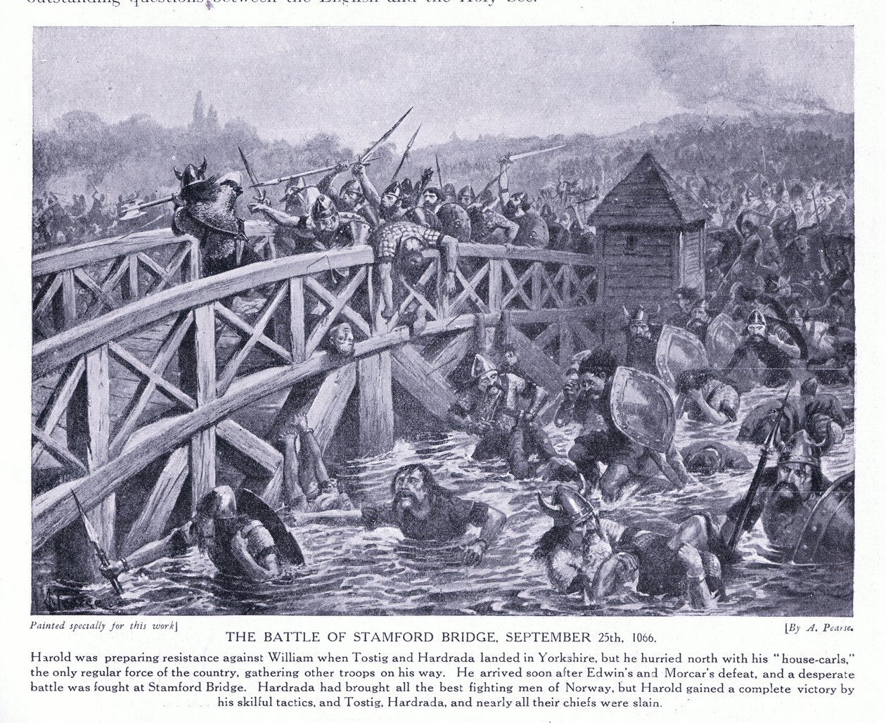 A Stamford Bridge-i csata AD1066, 1920-as évek alkotó: Alfred Pearse