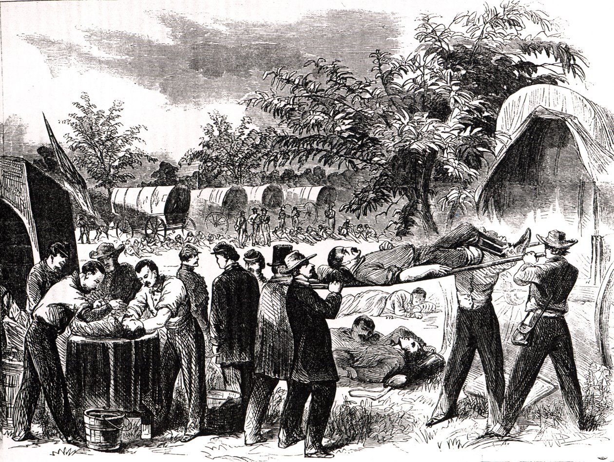 A sebesültek elszállítása az antietami csata után 1862-ben alkotó: Alfred Rudolph Waud