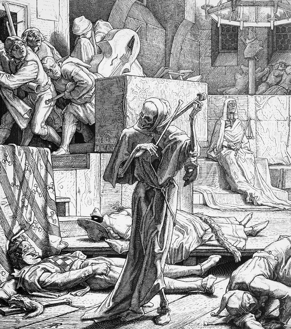 A halál bérgyilkosként, 1851 (fametszet) alkotó: Alfred Rethel