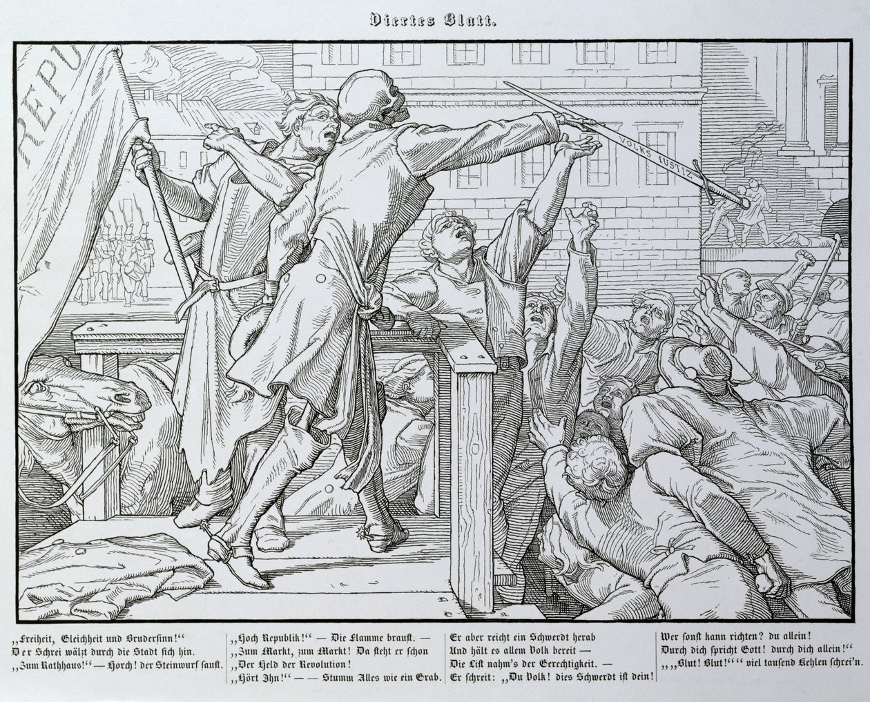 Death on the Tribune, az „Another Dance of Death” című művéből, amelyet Georg Wigand adott ki Lipcsében, 1849 alkotó: Alfred Rethel