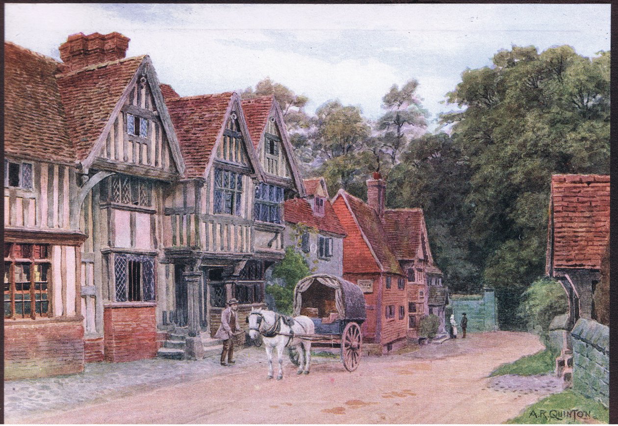 Chiddingstone, Kent, a The Cottages and the Village Life of Rural Englandből, amelyet a Dent & Sons Limited adott ki, 1912 alkotó: Alfred Robert Quinton