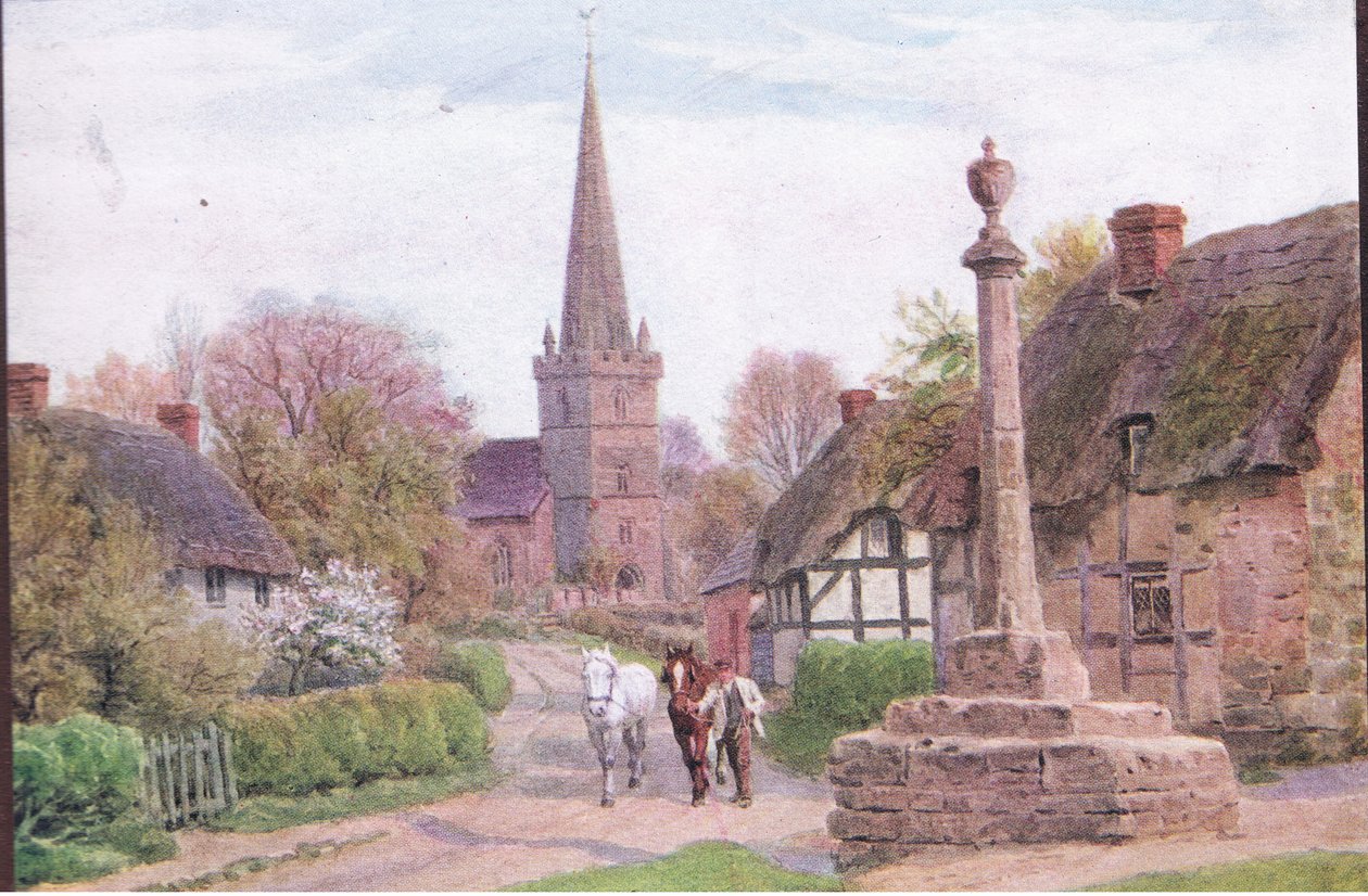 Childs Wickham, Nr Evesham, Worcester, The Cottages and the Village Life of Rural England, a Dent & Sons Limited kiadása, 1912 alkotó: Alfred Robert Quinton