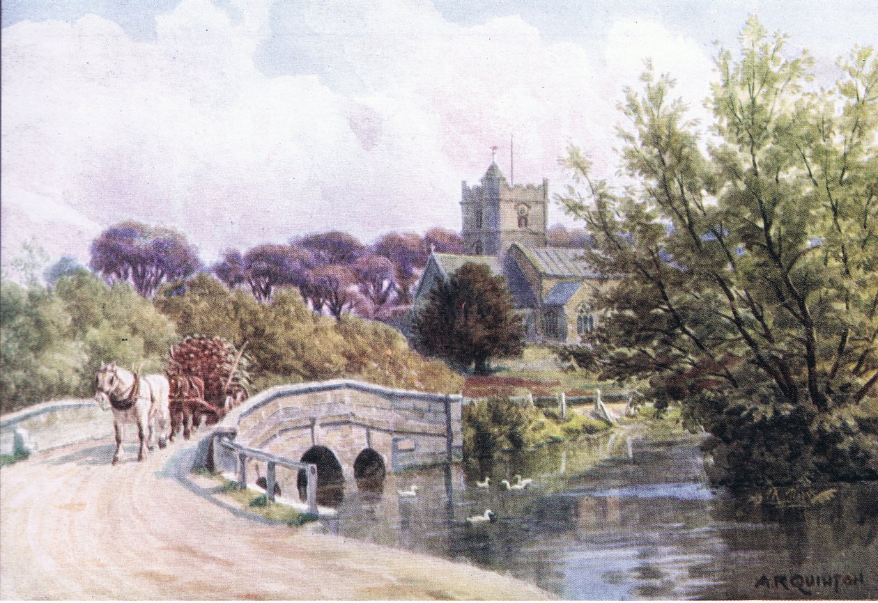 The Bridge, Coombe Bissett, Nr Salisbury, from The Cottages and the Village Life of Rural England published by Dent & Sons Limited, 1912  alkotó: Alfred Robert Quinton