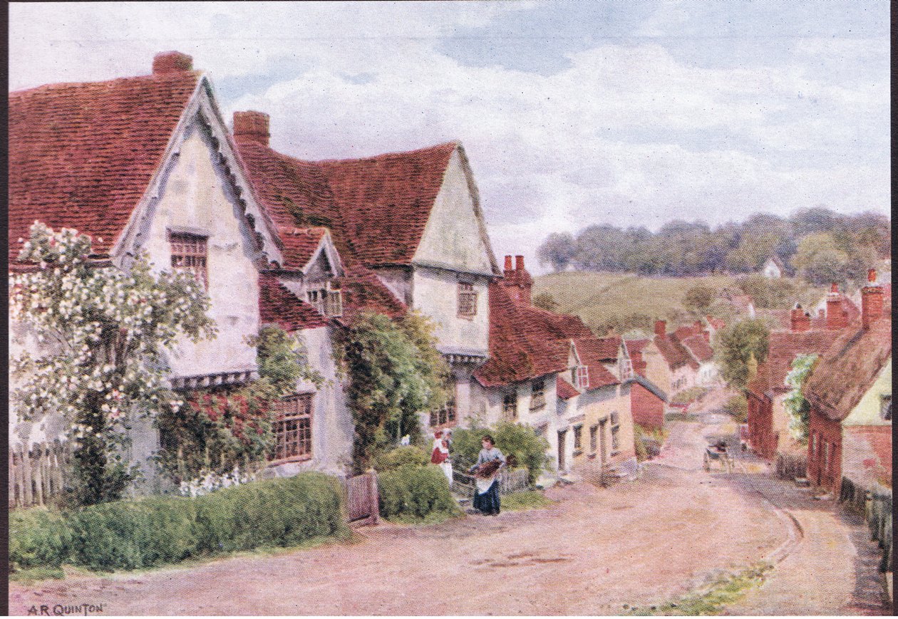 The Village Street, Kersey, Suffolk, The Cottages and the Village Life of Rural England, a Dent & Sons Limited kiadása, 1912 alkotó: Alfred Robert Quinton