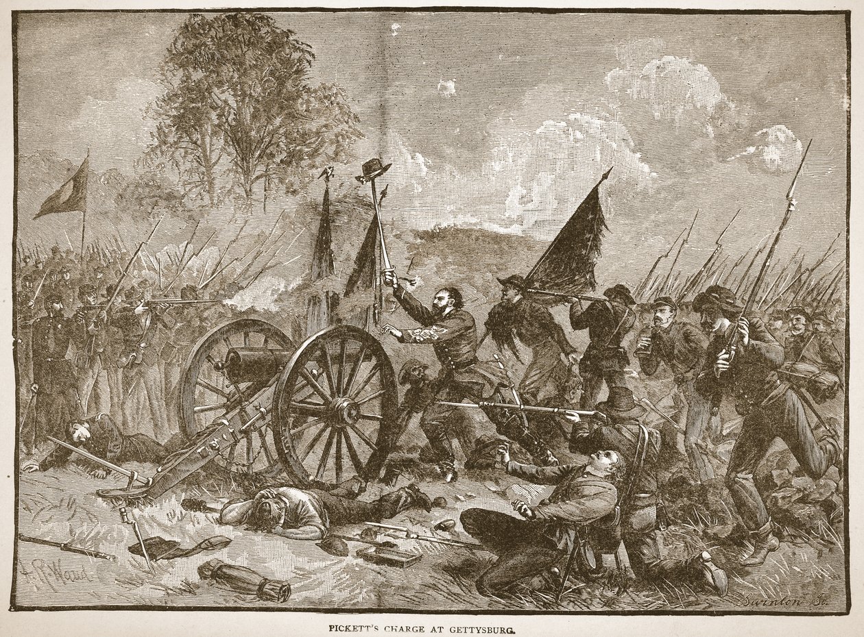 Pickett vádja Gettysburgban, egy könyvkocsmából. 1896 alkotó: Alfred Rudolph Waud