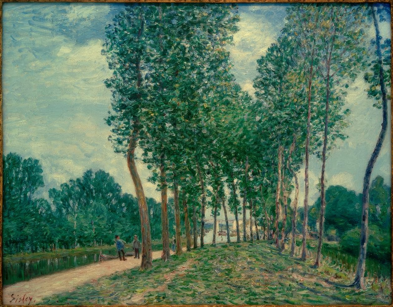 A Loing bankjai Moret közelében alkotó: Alfred Sisley