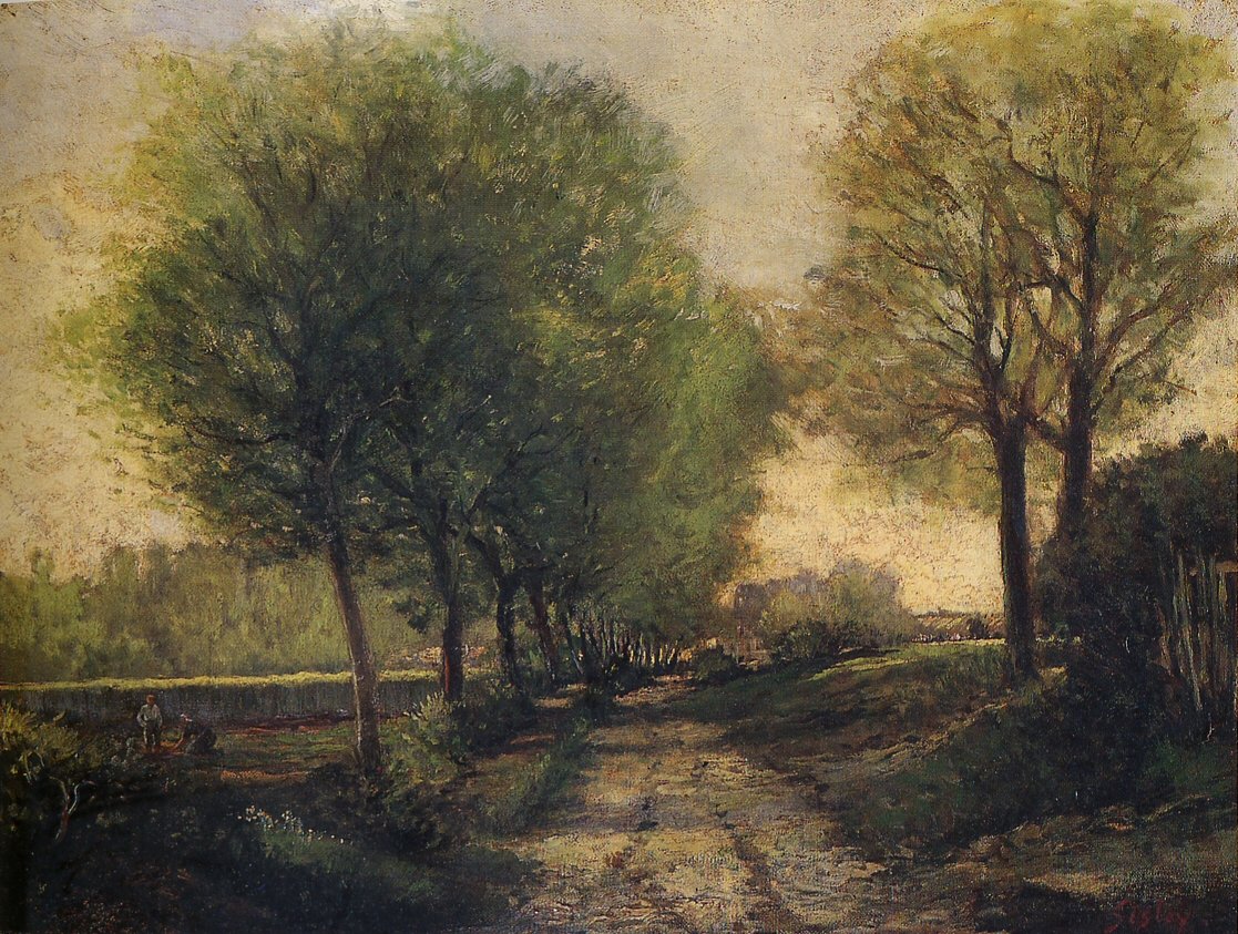 Lane egy kisváros közelében alkotó: Alfred Sisley