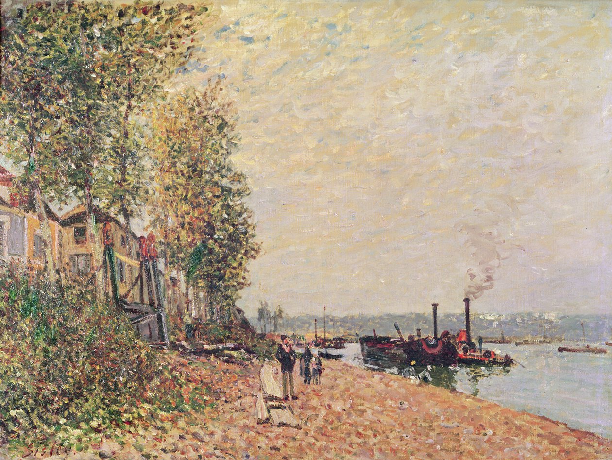 Gőzhajók a Loing-on Saint-Mammes-ban, 1877 alkotó: Alfred Sisley