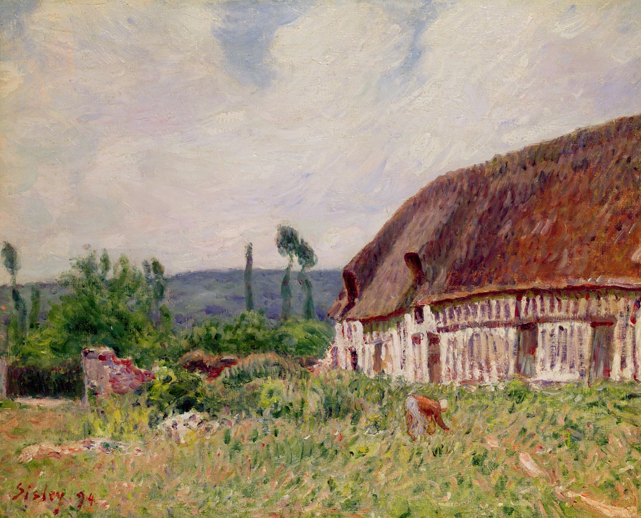 Tetőfedeles házikó Normandiában, 1894 alkotó: Alfred Sisley