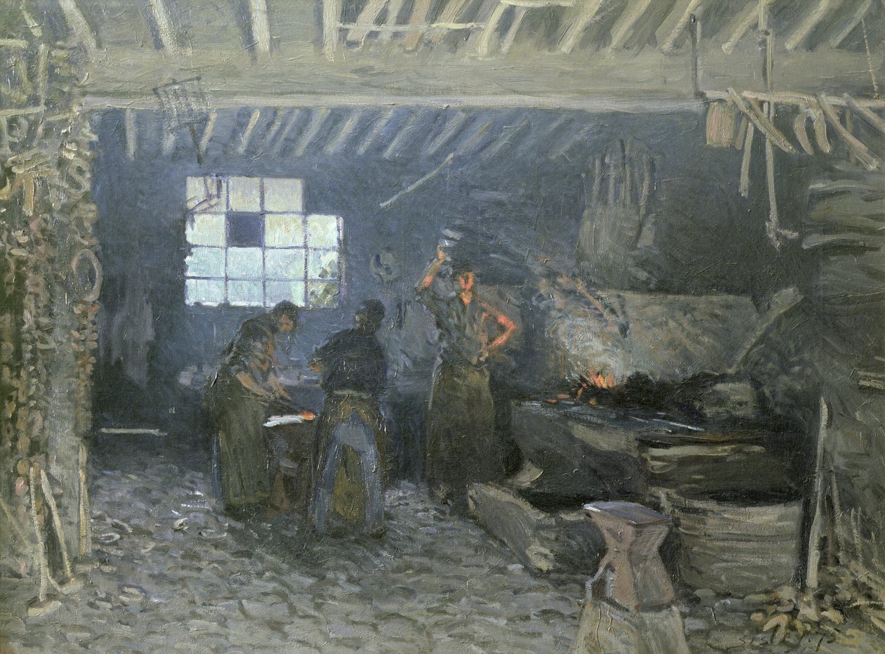 A kovácsműhely Marly-le-Roiban, Yvelines, 1875 alkotó: Alfred Sisley
