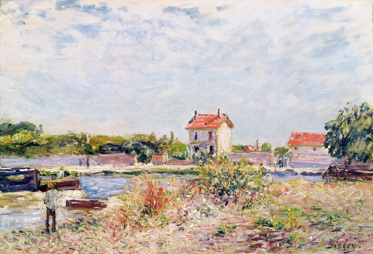 Loing Saint-Mammes-ban, 1885 alkotó: Alfred Sisley
