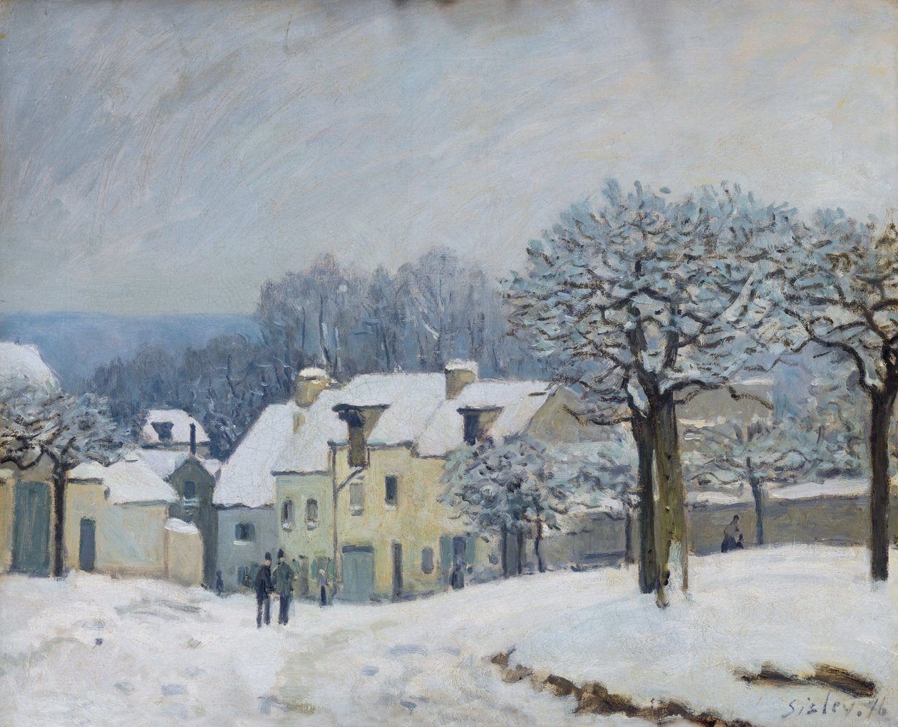 A Place du Chenil Marly-le-Roi-ban, Snow, 1876 alkotó: Alfred Sisley