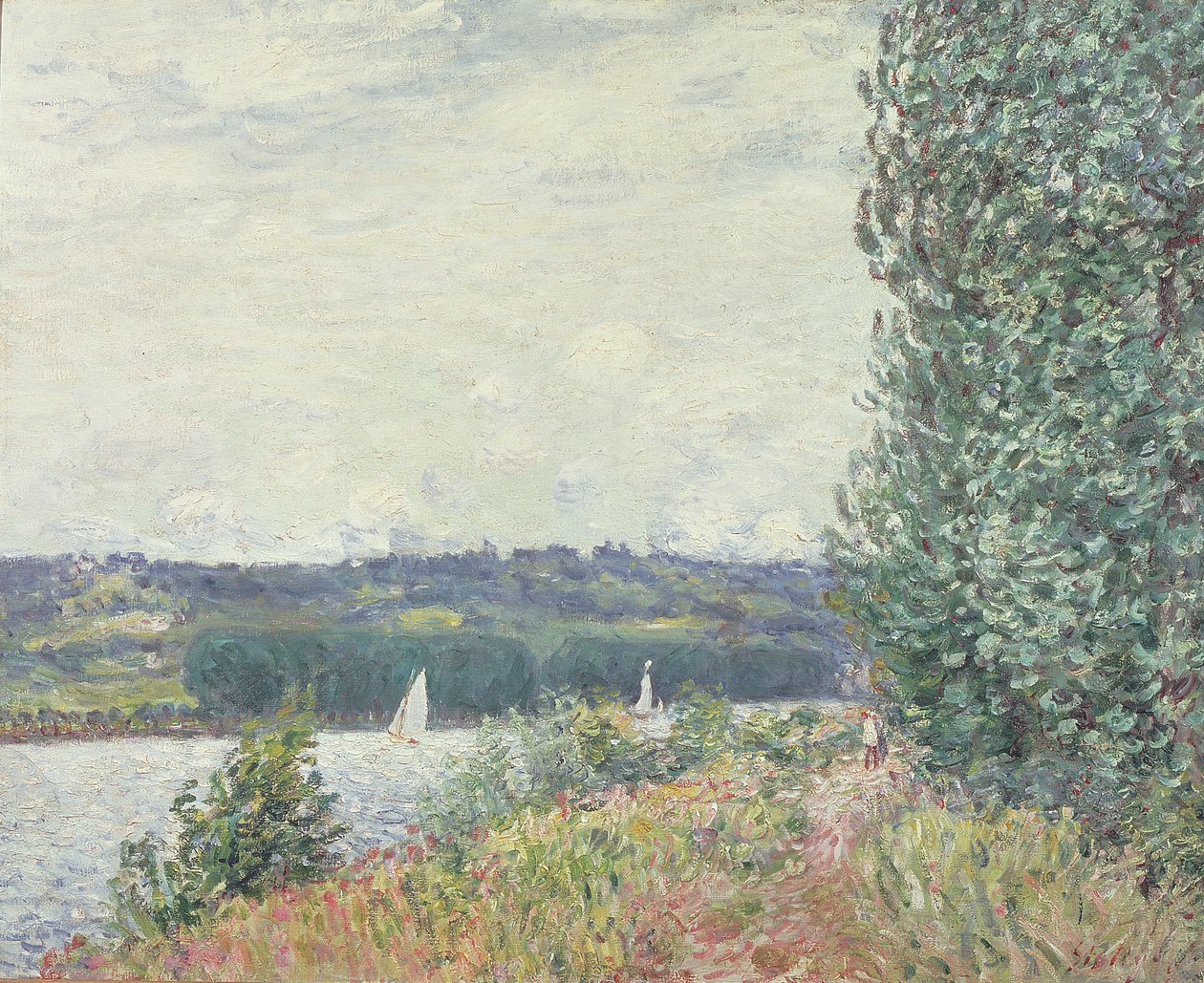 A Szajna Bouille-nál, egy széllökés, 1894 alkotó: Alfred Sisley