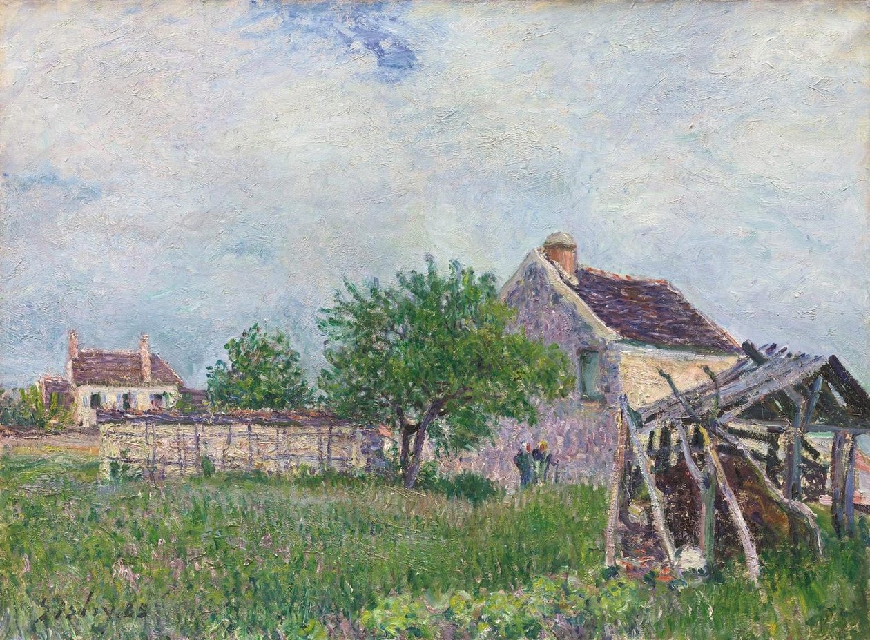 Régi nádfedeles nyaraló Les Sablonsban alkotó: Alfred Sisley
