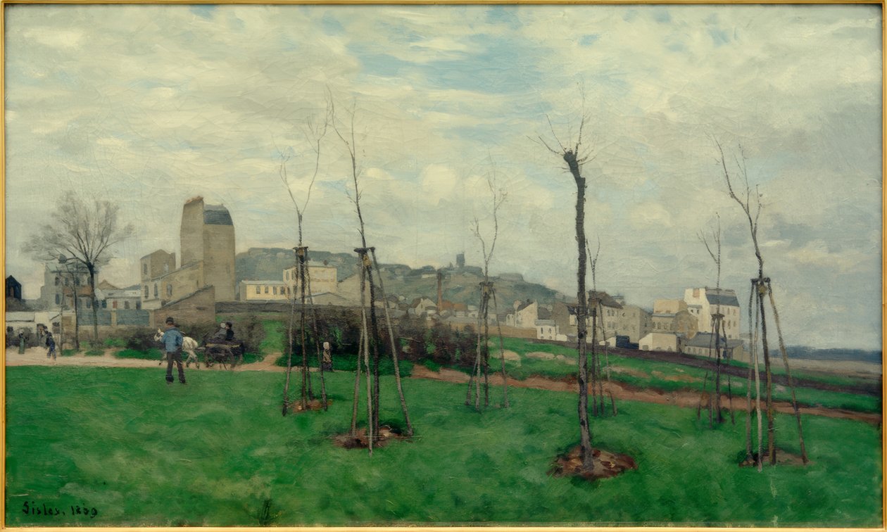 Kilátás a Montmartre-ra a Batignolles-i virágok városából alkotó: Alfred Sisley