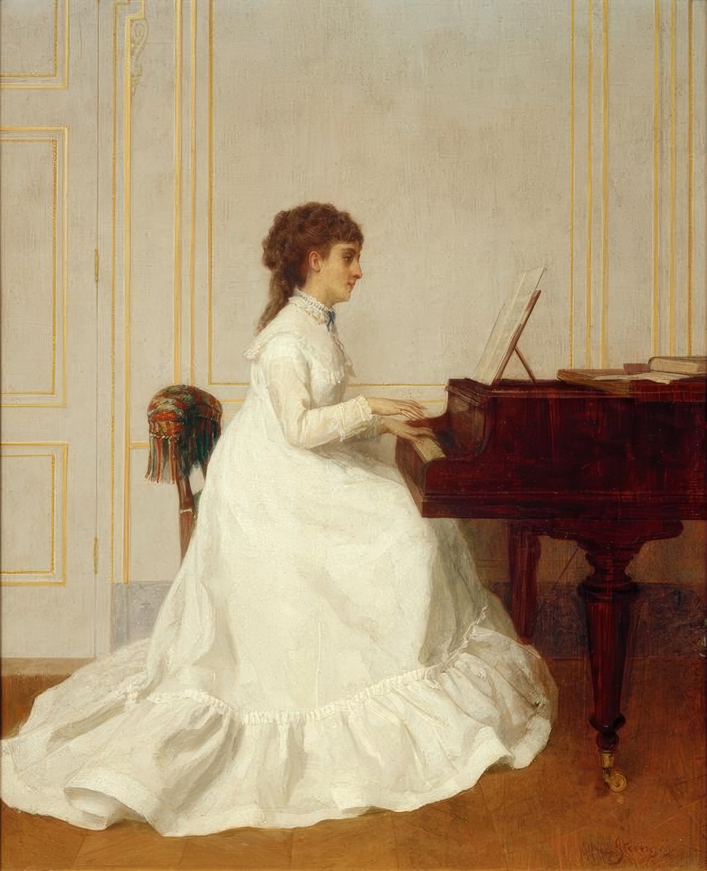 E. Gonzalès zongorán / Alfred Stevens festménye alkotó: Alfred Emile Stevens