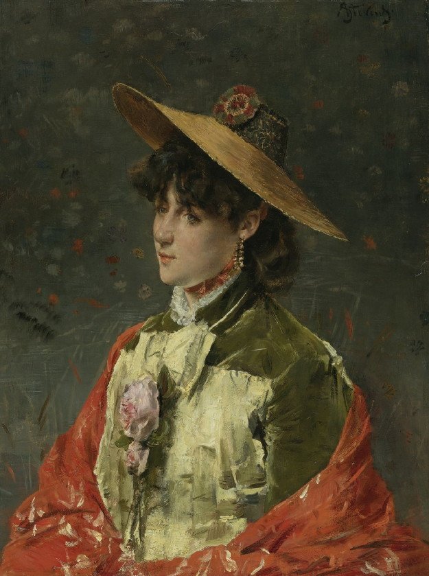 Szalmakalapos nő alkotó: Alfred Emile Stevens