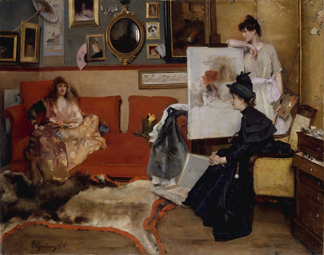 A stúdióban alkotó: Alfred Emile Stevens