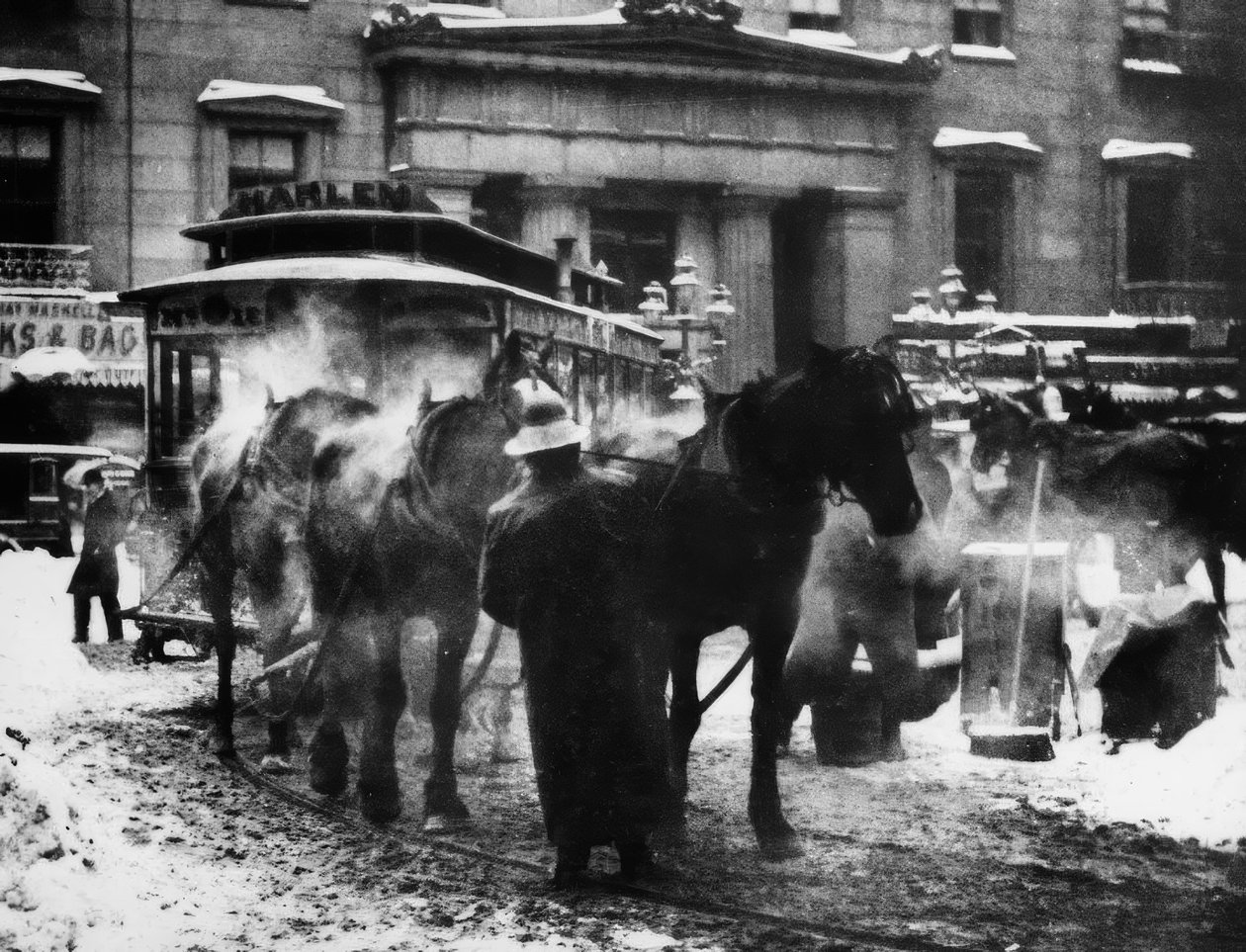 Lovas villamos New Yorkban, 1892 / fotó. alkotó: Alfred Stieglitz