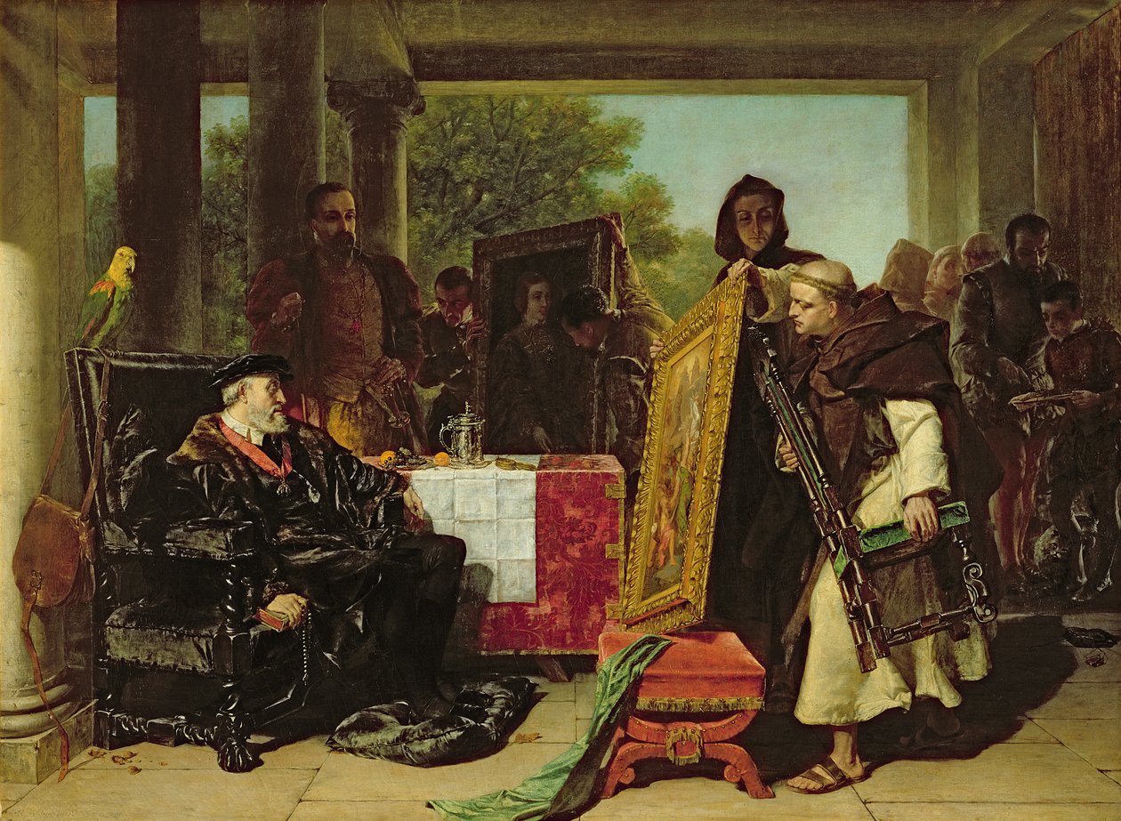 V. Károly császár (1500-58) a Yuste-i kolostorban, 1856-ban alkotó: Alfred W. Elmore