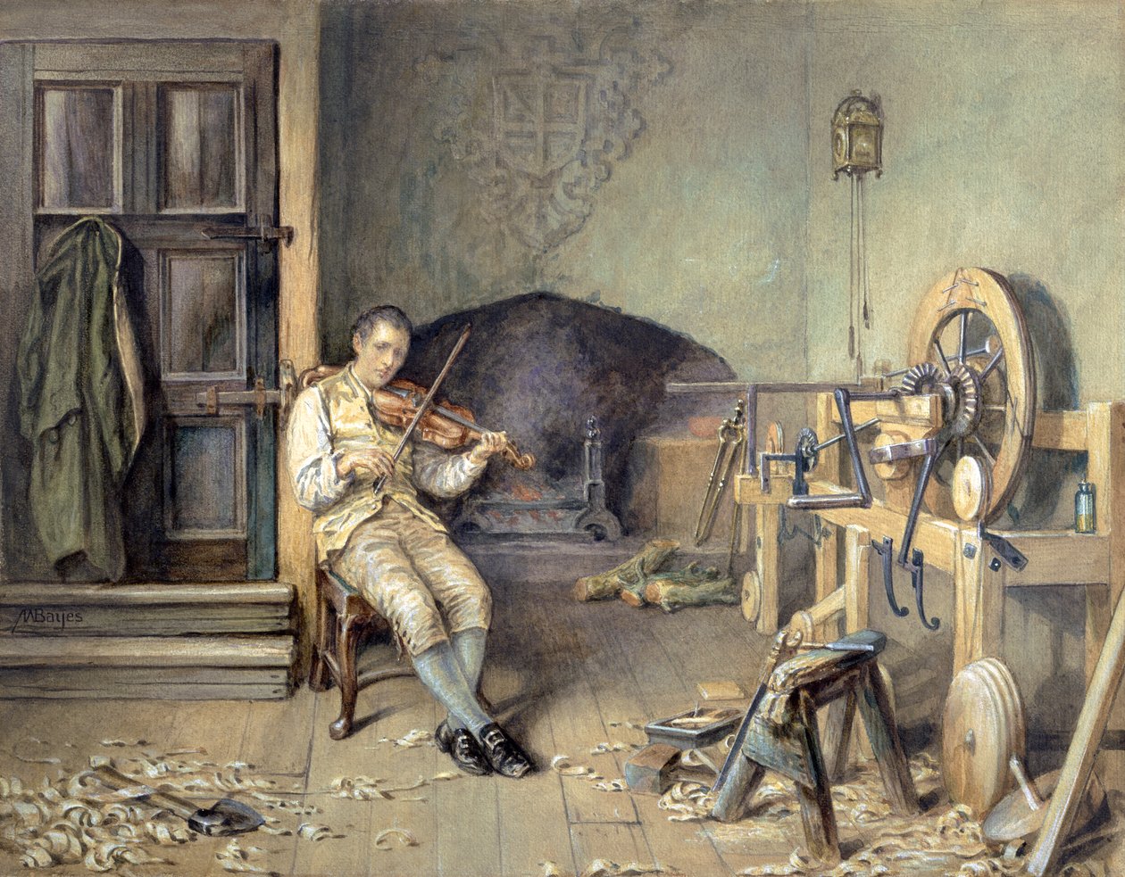 Samuel Crompton (1753-1827) Feltalálta a forgó öszvérét, 1895 alkotó: Alfred Walter Bayes