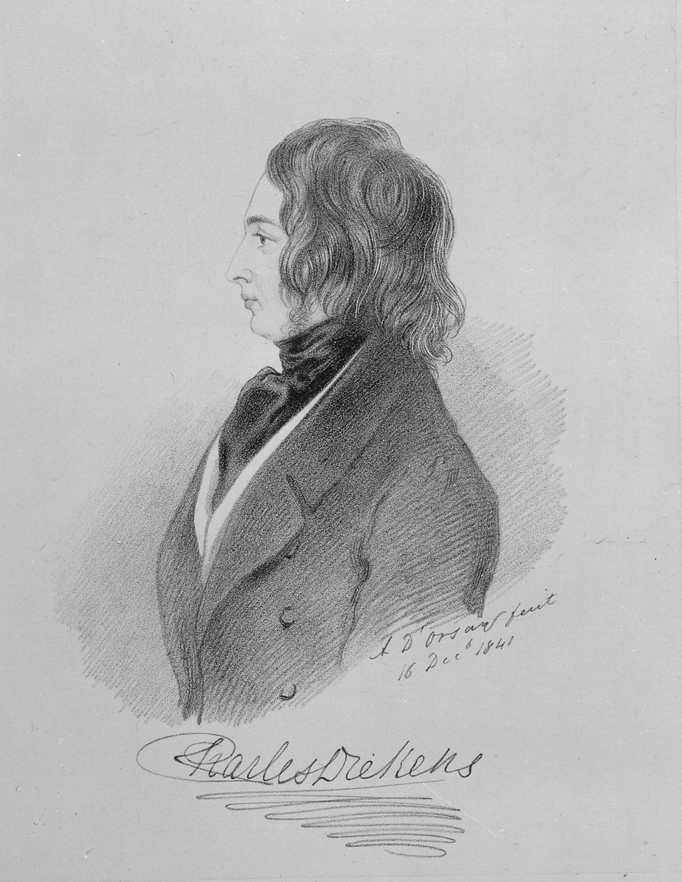 Charles Dickens (1812-70) portréja, 1841. december 16. (szén papíron) alkotó: Alfred d