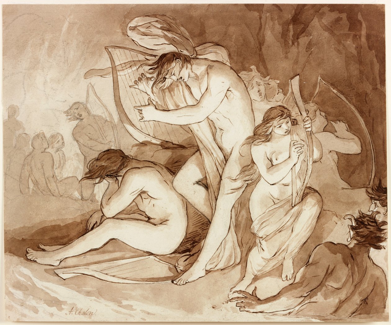 Illusztráció az „Elveszett Paradicsomhoz” (tintával papíron) alkotó: Alfred Edward Chalon