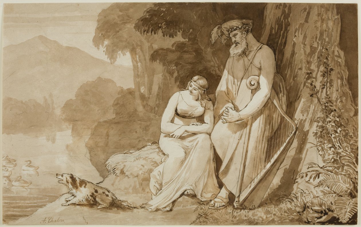 Illusztráció "A tó hölgyéhez" (tintával papíron) alkotó: Alfred Edward Chalon