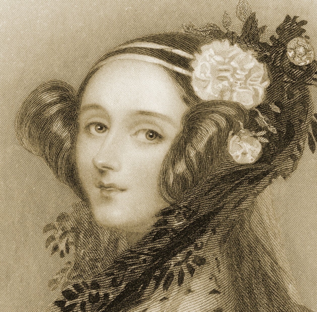 Augusta Ada King (1815-1852), Lovelace grófnő szépia portréja. alkotó: Alfred Edward Chalon