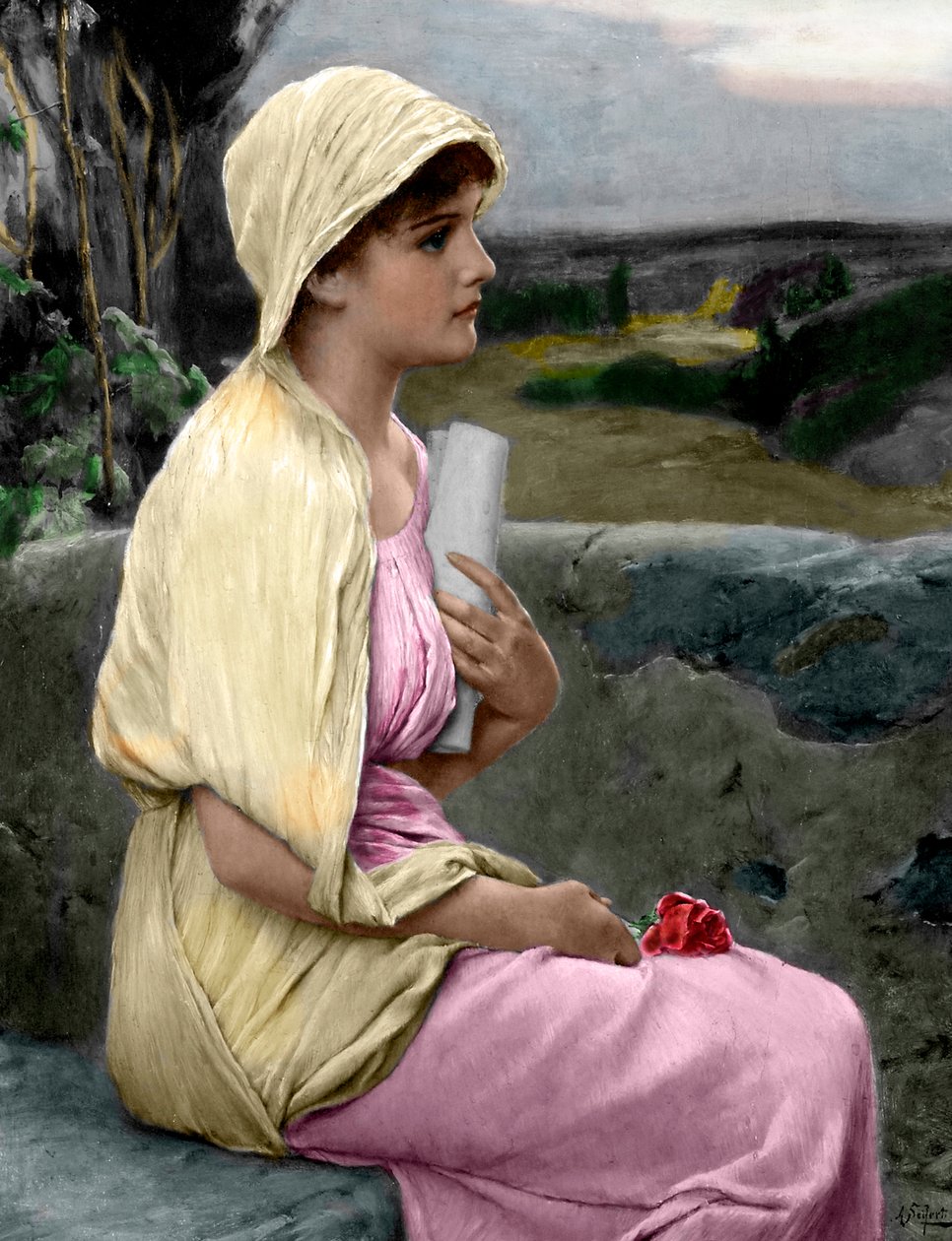 Alexandriai Hypatia (370-415) matematikus és filozófus portréja Alfred Seifert (1850-1901) festménye után (Hypatia alexandrin görög neoplatonista filozófus) Magángyűjtemény alkotó: Alfred (after) Seifert