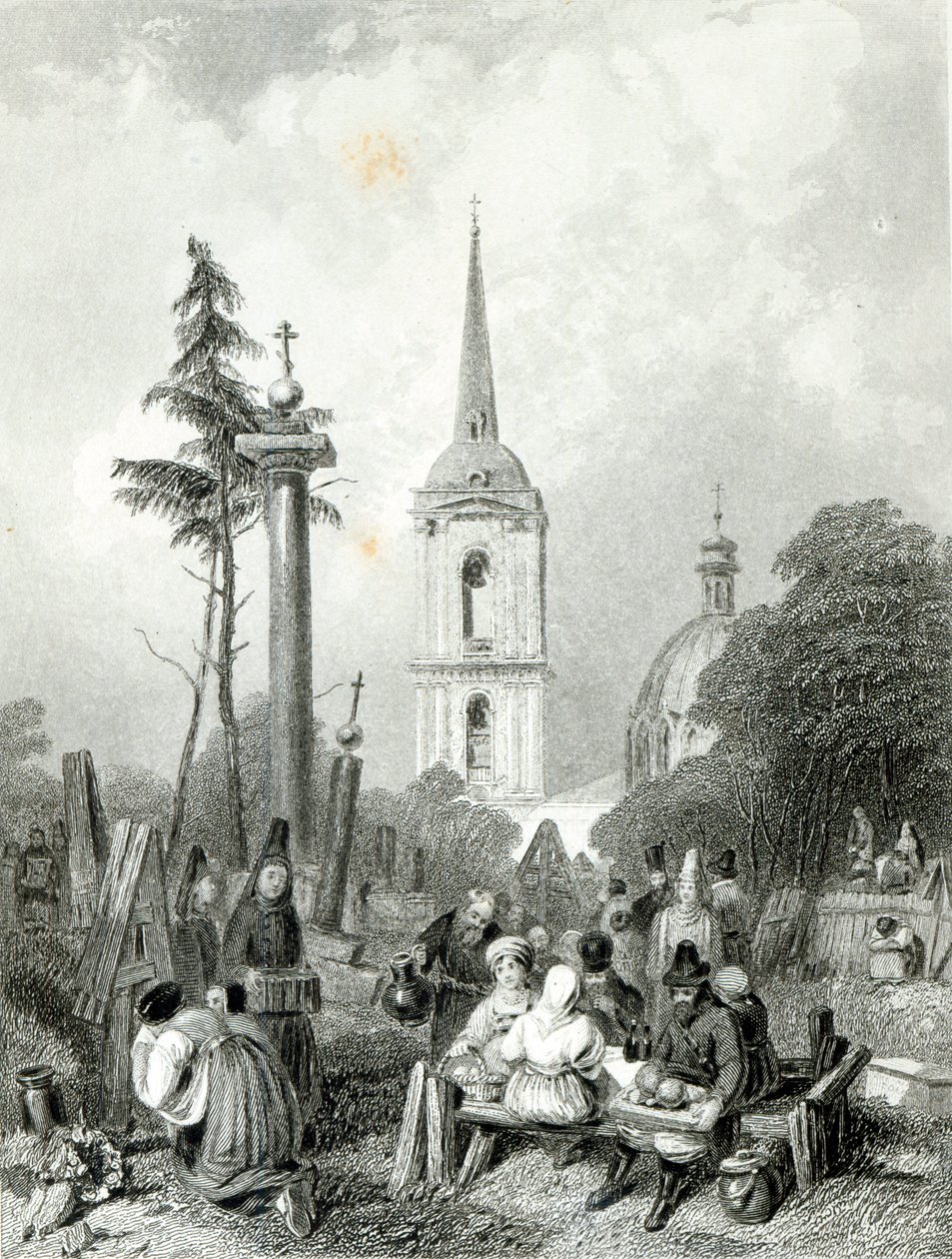 A szmolenszki templom temetője, metszet: E.Smith alkotó: Alfred (after) Vickers