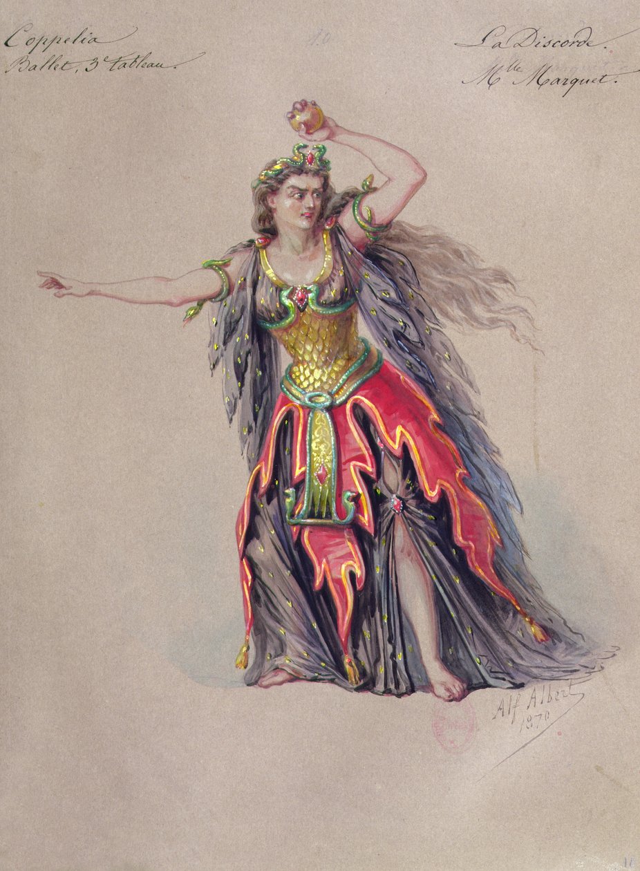 Leo Delibes (1836-91) jelmeztervei a viszályhoz a Coppelia balettben alkotó: Alfred Albert