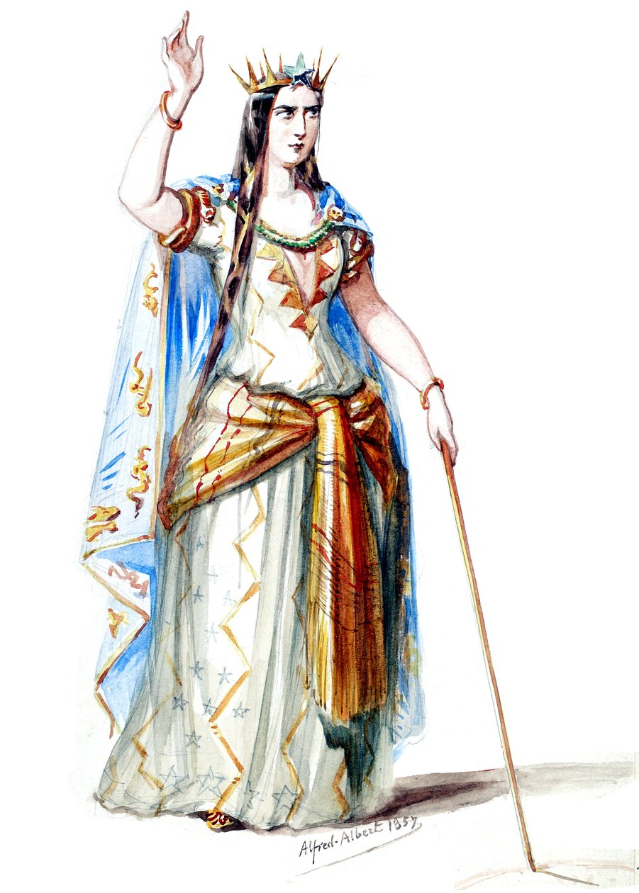 Halévy - La magicienne - jelmezmodellek: Alfred Albert - 19. Mélusine, Lusignan grófnő, 1. jelmez (retusálva) alkotó: Alfred Albert