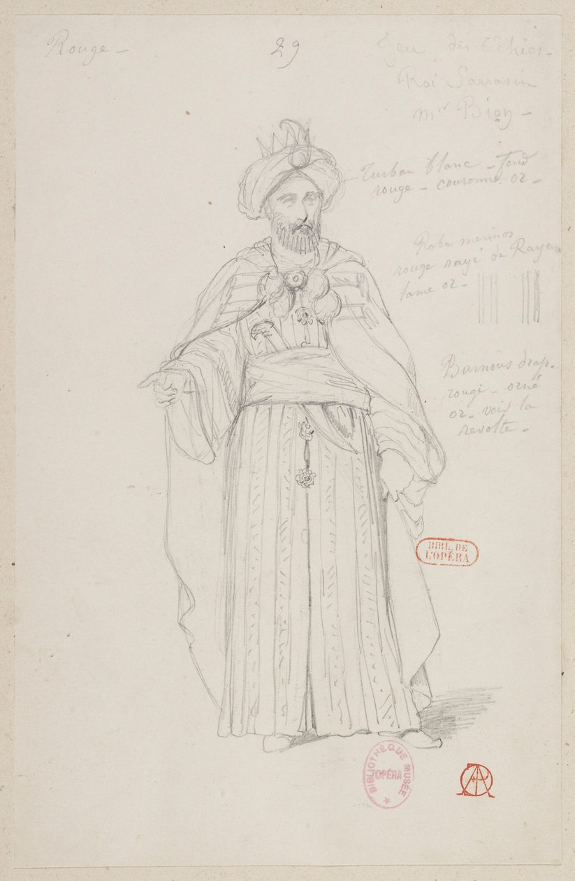 Halévy - La magicienne - jelmezmodellek: Alfred Albert - 29. Sakkjátszma, szaracén király. M. Bion alkotó: Alfred Albert