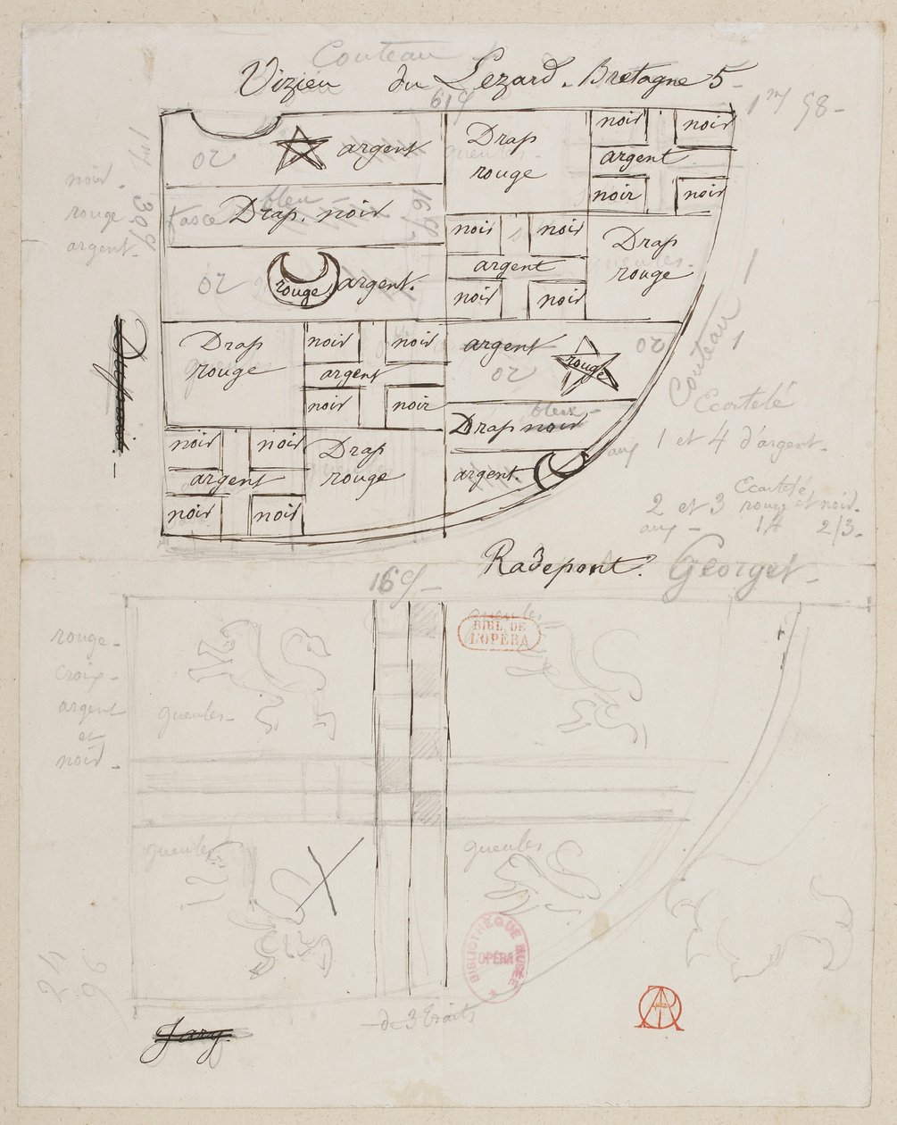 Halévy - La magicienne - Alfred Albert jelmezmodelljei - 35 (címer). Vizieu du Lézard, Bretagne. Couteau, Radepont, Georget urak. alkotó: Alfred Albert