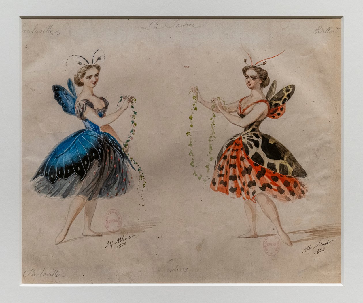 A forrás. Ludwig Minkus és Leo Delibes balettje. Jelmezmodell.1866. Ceruza és akvarell papíron. alkotó: Alfred Albert