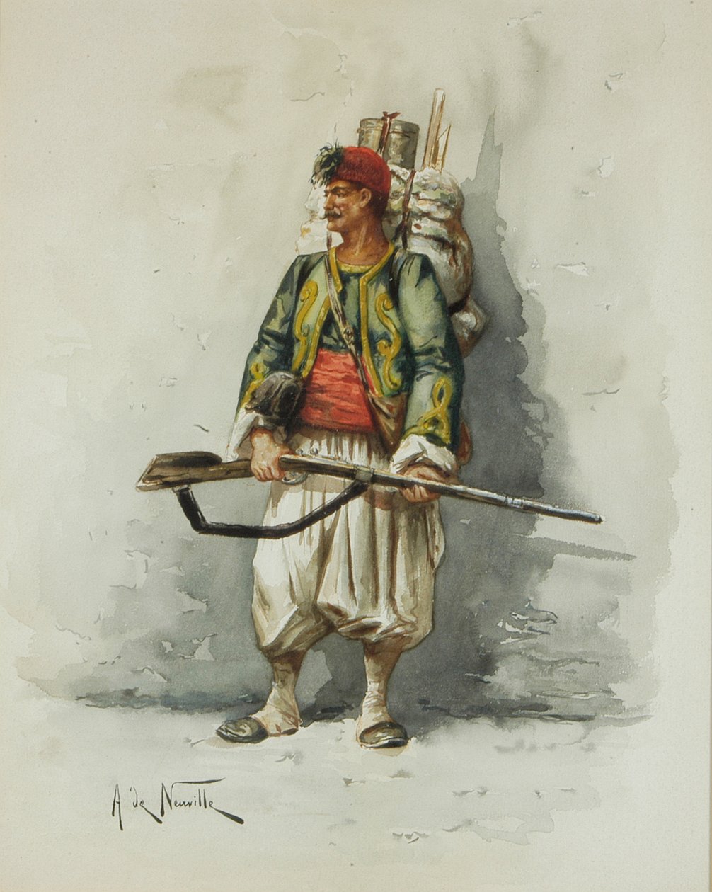 Katonai figura (mosás a fedélzeten) alkotó: Alfred Brunel de Neuville