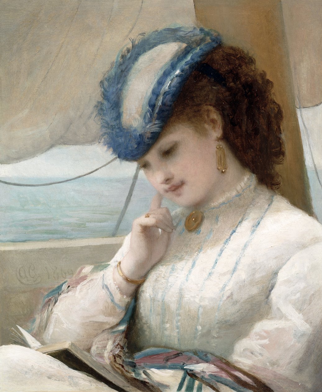 Egy lány egy vitorlásban olvas alkotó: Alfred Chantrey Corbould