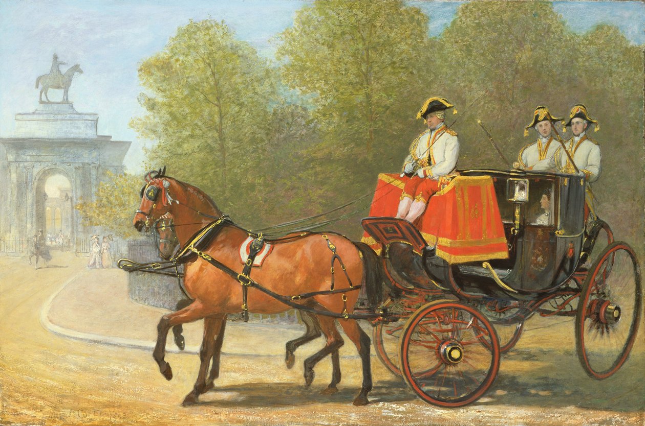 Visszatérve Őfelsége szalonjából, a Hyde Park Corner, 1853 alkotó: Alfred Chantrey Corbould