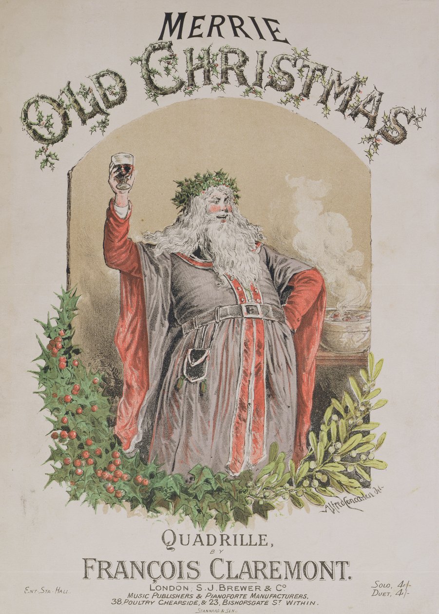 A „Merrie Old Christmas”, Francois Claremont kvadrilljének kottájának borítója alkotó: Alfred Concanen